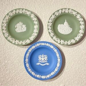 Three Wedgwood Jasperware small round plates